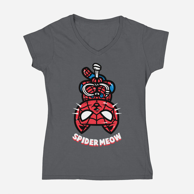 Spider Meow-Womens-V-Neck-Tee-krisren28
