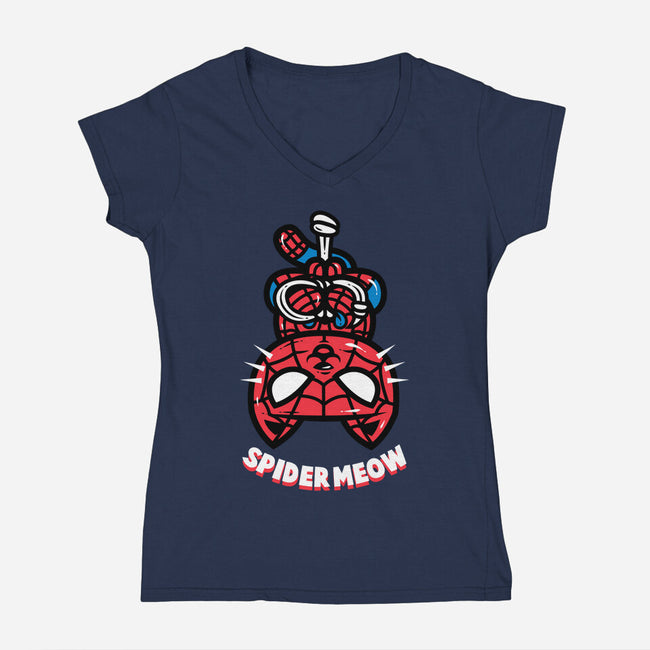 Spider Meow-Womens-V-Neck-Tee-krisren28