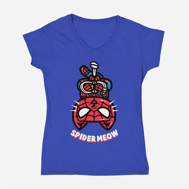 Spider Meow-Womens-V-Neck-Tee-krisren28