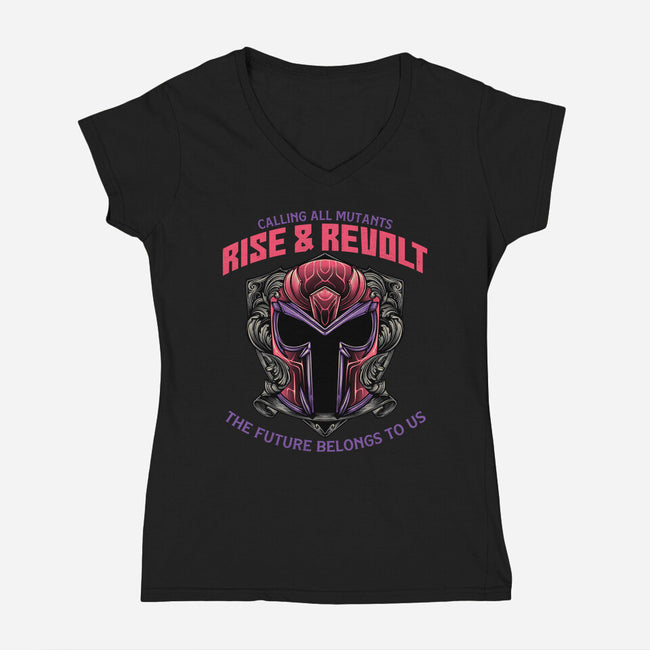Mutants Rise And Revolt-Womens-V-Neck-Tee-glitchygorilla