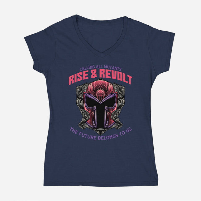 Mutants Rise And Revolt-Womens-V-Neck-Tee-glitchygorilla