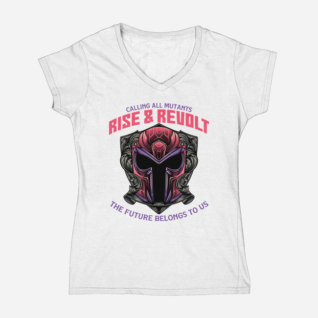 Mutants Rise And Revolt-Womens-V-Neck-Tee-glitchygorilla