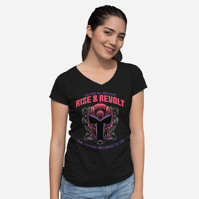Mutants Rise And Revolt-Womens-V-Neck-Tee-glitchygorilla