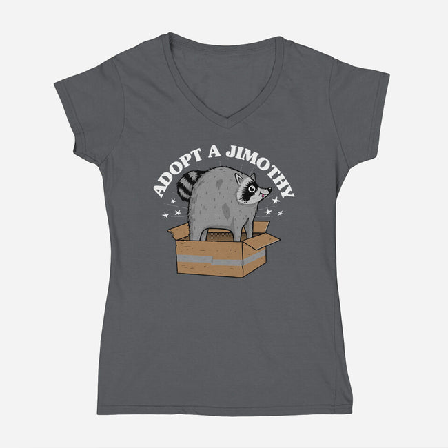 Adopt A Jimothy-Womens-V-Neck-Tee-rocketman_art