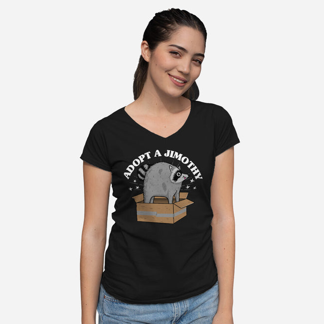 Adopt A Jimothy-Womens-V-Neck-Tee-rocketman_art