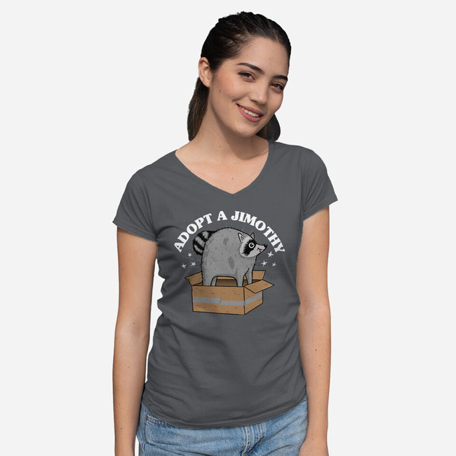 Adopt A Jimothy-Womens-V-Neck-Tee-rocketman_art