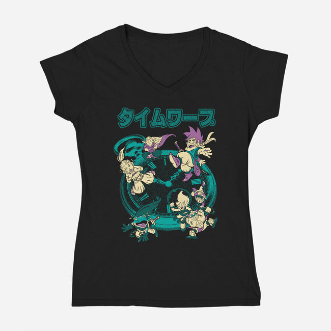 Time Warping-Womens-V-Neck-Tee-Henrique Torres