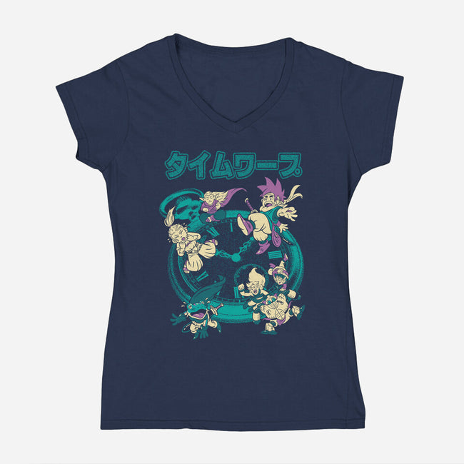 Time Warping-Womens-V-Neck-Tee-Henrique Torres