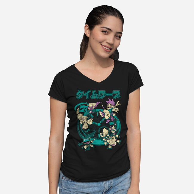 Time Warping-Womens-V-Neck-Tee-Henrique Torres