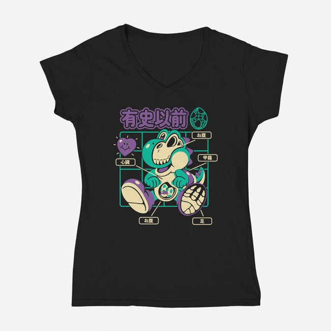 Prehistoric Anatomy-Womens-V-Neck-Tee-Henrique Torres