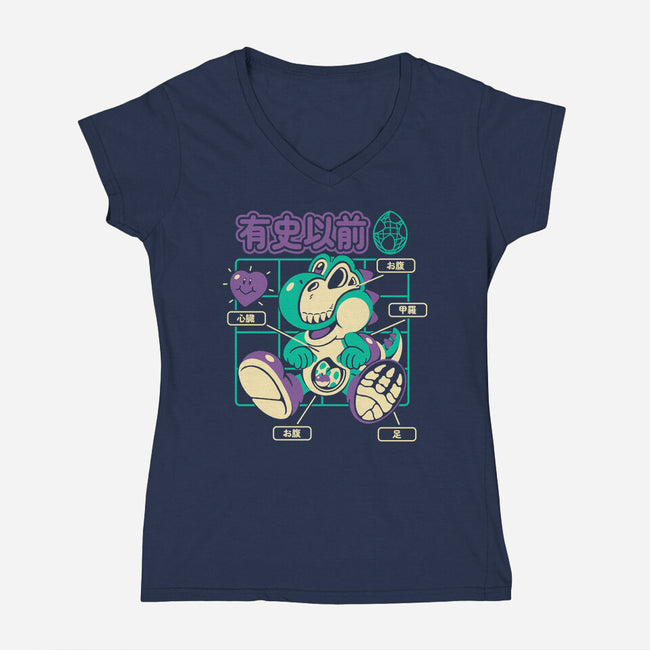 Prehistoric Anatomy-Womens-V-Neck-Tee-Henrique Torres