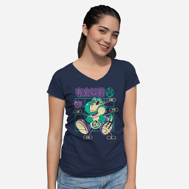 Prehistoric Anatomy-Womens-V-Neck-Tee-Henrique Torres