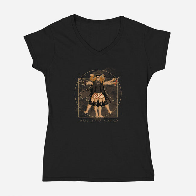 Vitruvian Crawler-Womens-V-Neck-Tee-retrodivision