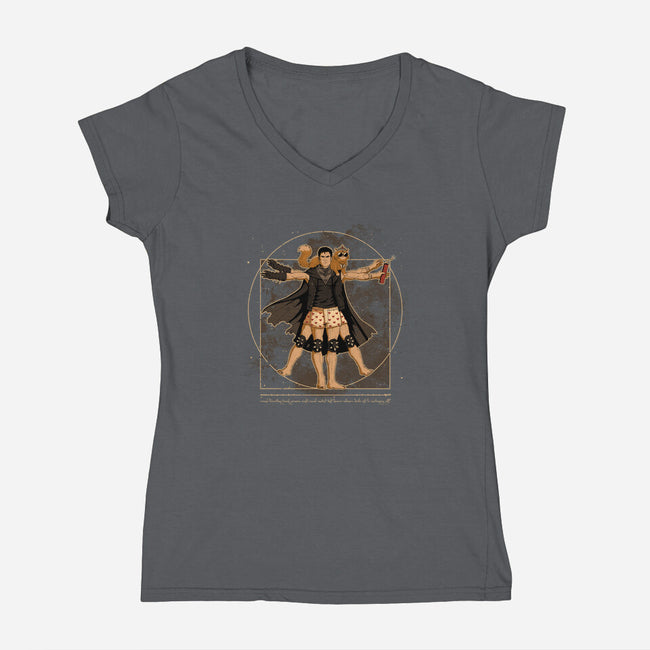 Vitruvian Crawler-Womens-V-Neck-Tee-retrodivision