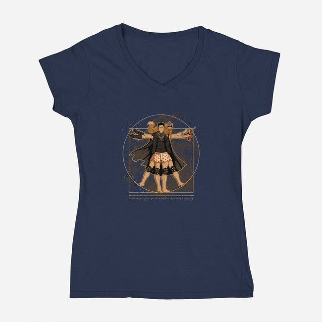 Vitruvian Crawler-Womens-V-Neck-Tee-retrodivision