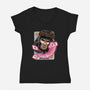 The House Always Wins-Womens-V-Neck-Tee-glitchygorilla