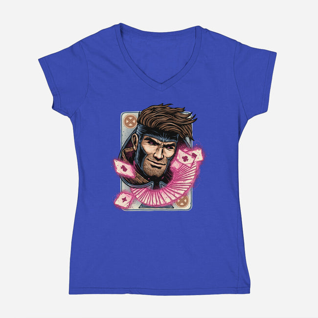 The House Always Wins-Womens-V-Neck-Tee-glitchygorilla