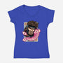 The House Always Wins-Womens-V-Neck-Tee-glitchygorilla