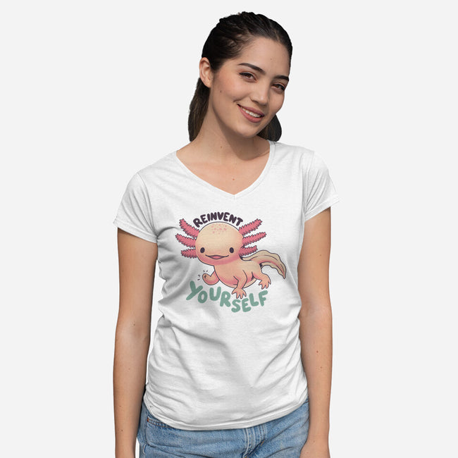 Reinvent Yourself-Womens-V-Neck-Tee-Geekydog