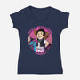 Viva La Revolucion Carl-Womens-V-Neck-Tee-joerawks
