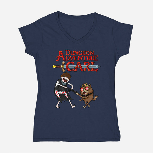 Dungeon Adventure Carl-Womens-V-Neck-Tee-joerawks