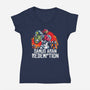 Samus Redemption-Womens-V-Neck-Tee-arace