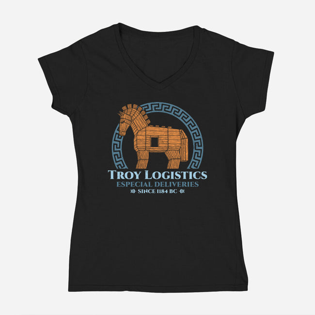 Troy Logistics-Womens-V-Neck-Tee-sachpica