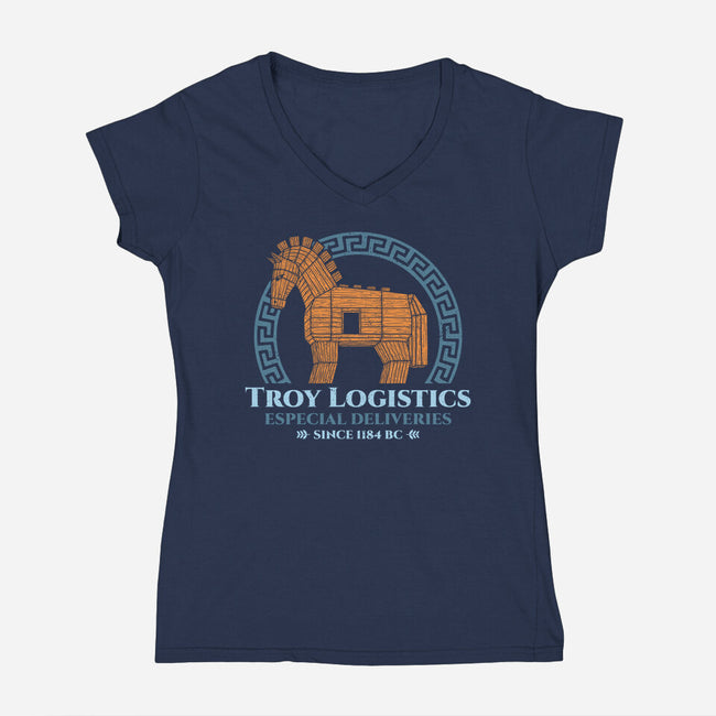 Troy Logistics-Womens-V-Neck-Tee-sachpica