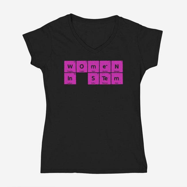 Women In STEM Periodic Table-Womens-V-Neck-Tee-xMorfina
