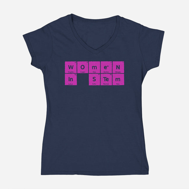 Women In STEM Periodic Table-Womens-V-Neck-Tee-xMorfina