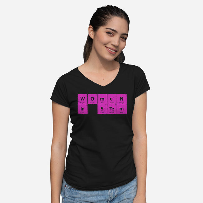 Women In STEM Periodic Table-Womens-V-Neck-Tee-xMorfina