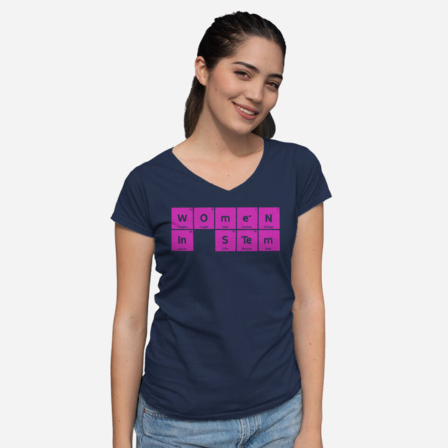 Women In STEM Periodic Table-Womens-V-Neck-Tee-xMorfina