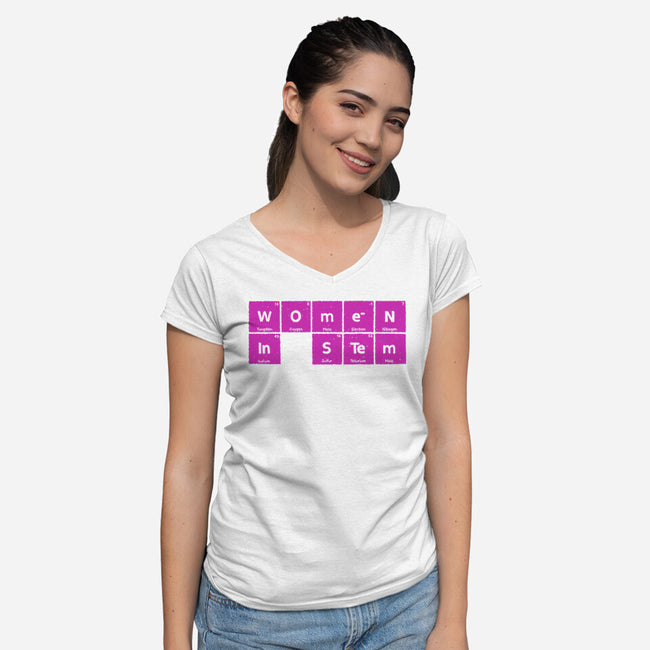 Women In STEM Periodic Table-Womens-V-Neck-Tee-xMorfina