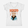Kenzo D Samurai Meowster-Womens-V-Neck-Tee-vp021