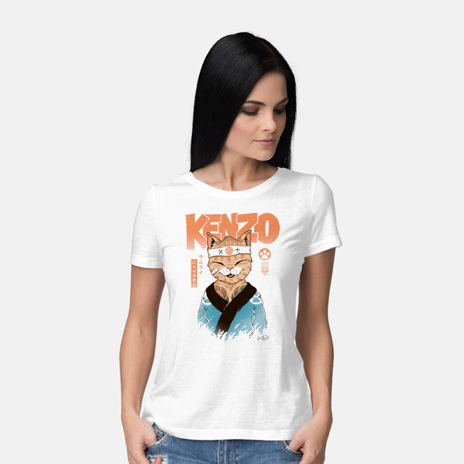 Kenzo D Samurai Meowster-Womens-Basic-Tee-vp021