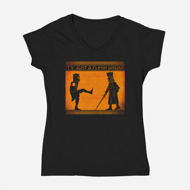 The Legend Of The Black Knight-Womens-V-Neck-Tee-mekazoo