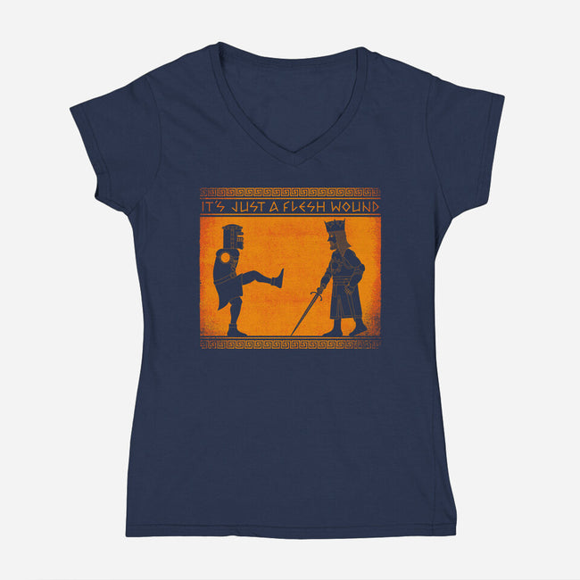 The Legend Of The Black Knight-Womens-V-Neck-Tee-mekazoo