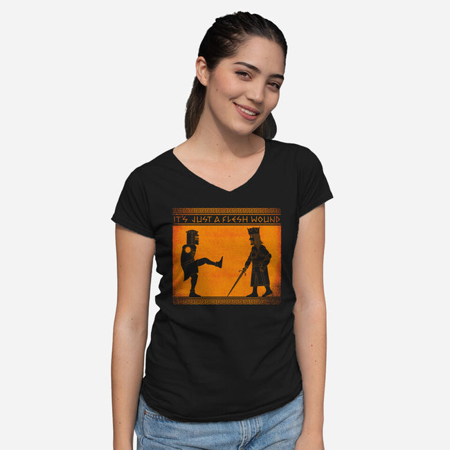 The Legend Of The Black Knight-Womens-V-Neck-Tee-mekazoo