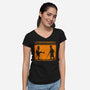 The Legend Of The Black Knight-Womens-V-Neck-Tee-mekazoo