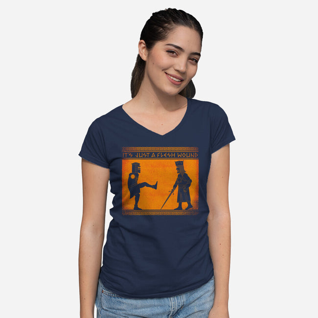 The Legend Of The Black Knight-Womens-V-Neck-Tee-mekazoo