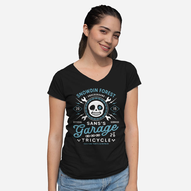 Snowdin Forest Garage Grunge-Womens-V-Neck-Tee-LAGELANTEE