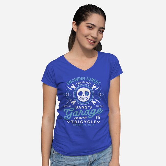 Snowdin Forest Garage Grunge-Womens-V-Neck-Tee-LAGELANTEE