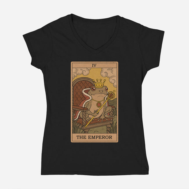 The Emperor Frogs Tarot-Womens-V-Neck-Tee-Thiago Correa