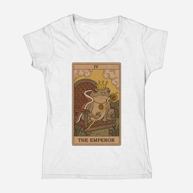 The Emperor Frogs Tarot-Womens-V-Neck-Tee-Thiago Correa