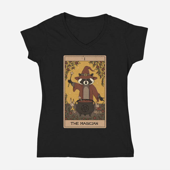 The Magician Raccoons Tarot-Womens-V-Neck-Tee-Thiago Correa