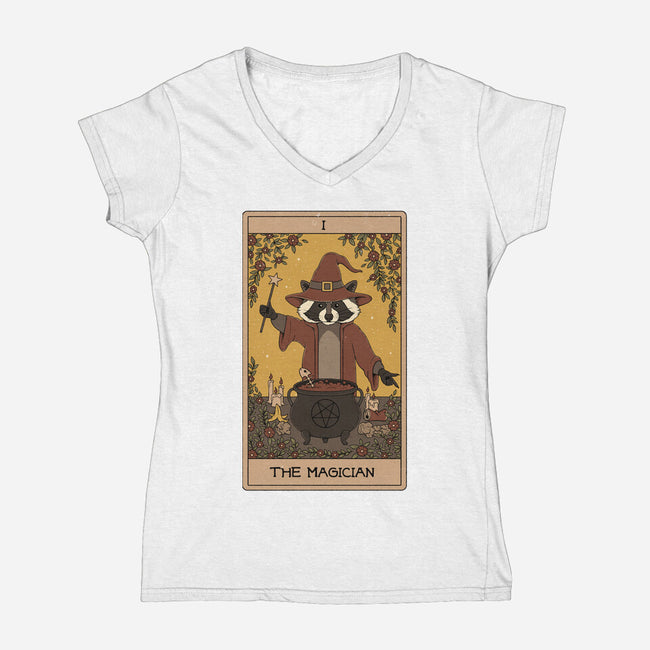 The Magician Raccoons Tarot-Womens-V-Neck-Tee-Thiago Correa