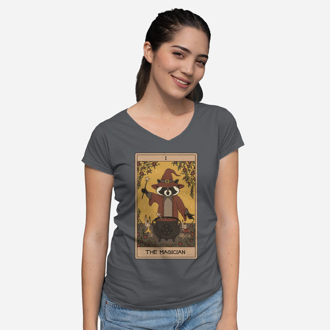 The Magician Raccoons Tarot-Womens-V-Neck-Tee-Thiago Correa
