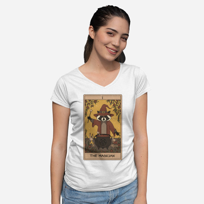 The Magician Raccoons Tarot-Womens-V-Neck-Tee-Thiago Correa
