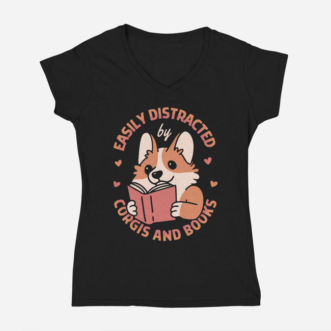 Easily Distracted-Womens-V-Neck-Tee-brunopires
