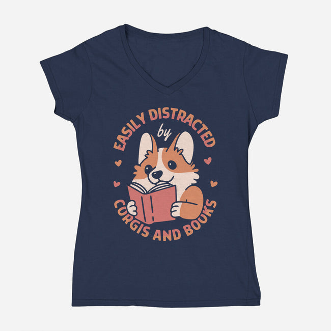 Easily Distracted-Womens-V-Neck-Tee-brunopires